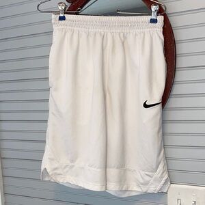 White Athletic Shorts with Black Swoosh